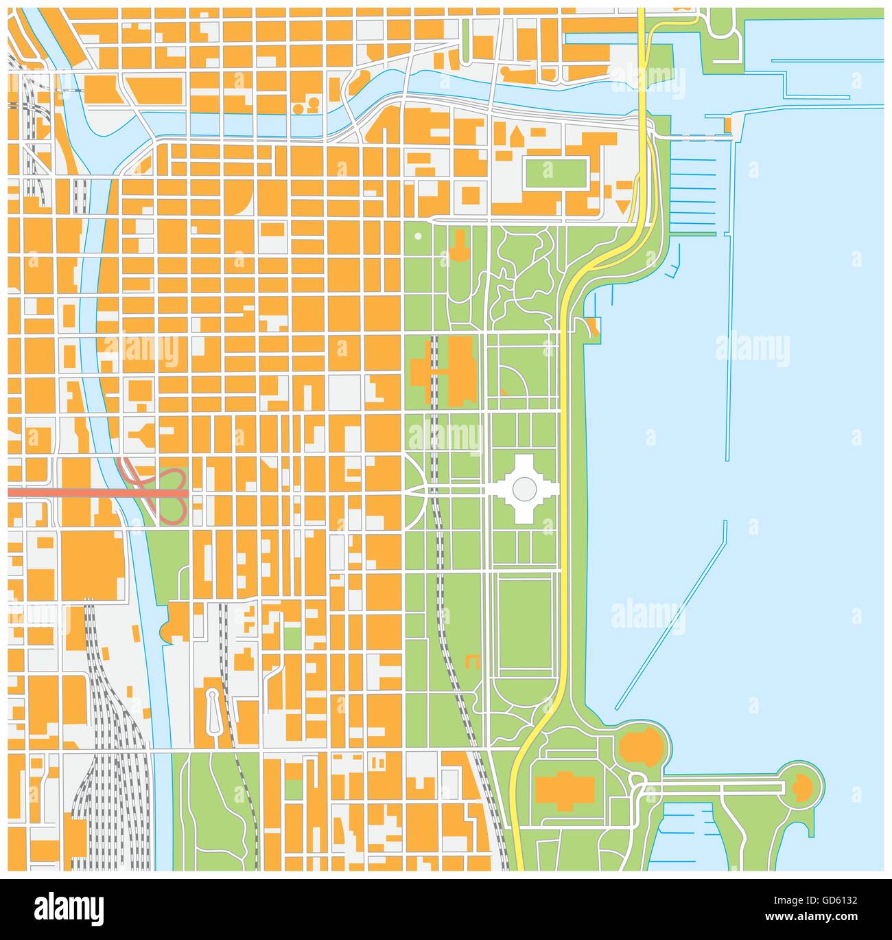 Vector Street Map Of Downtown Chicago Illinois GD6132 