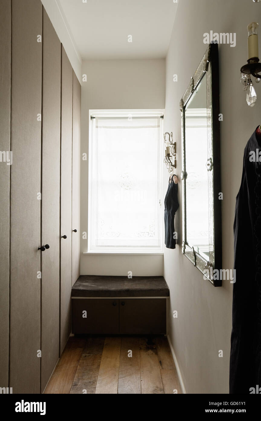 Classic style dressing room with muted light in Portland Road, London, UK Stock Photo