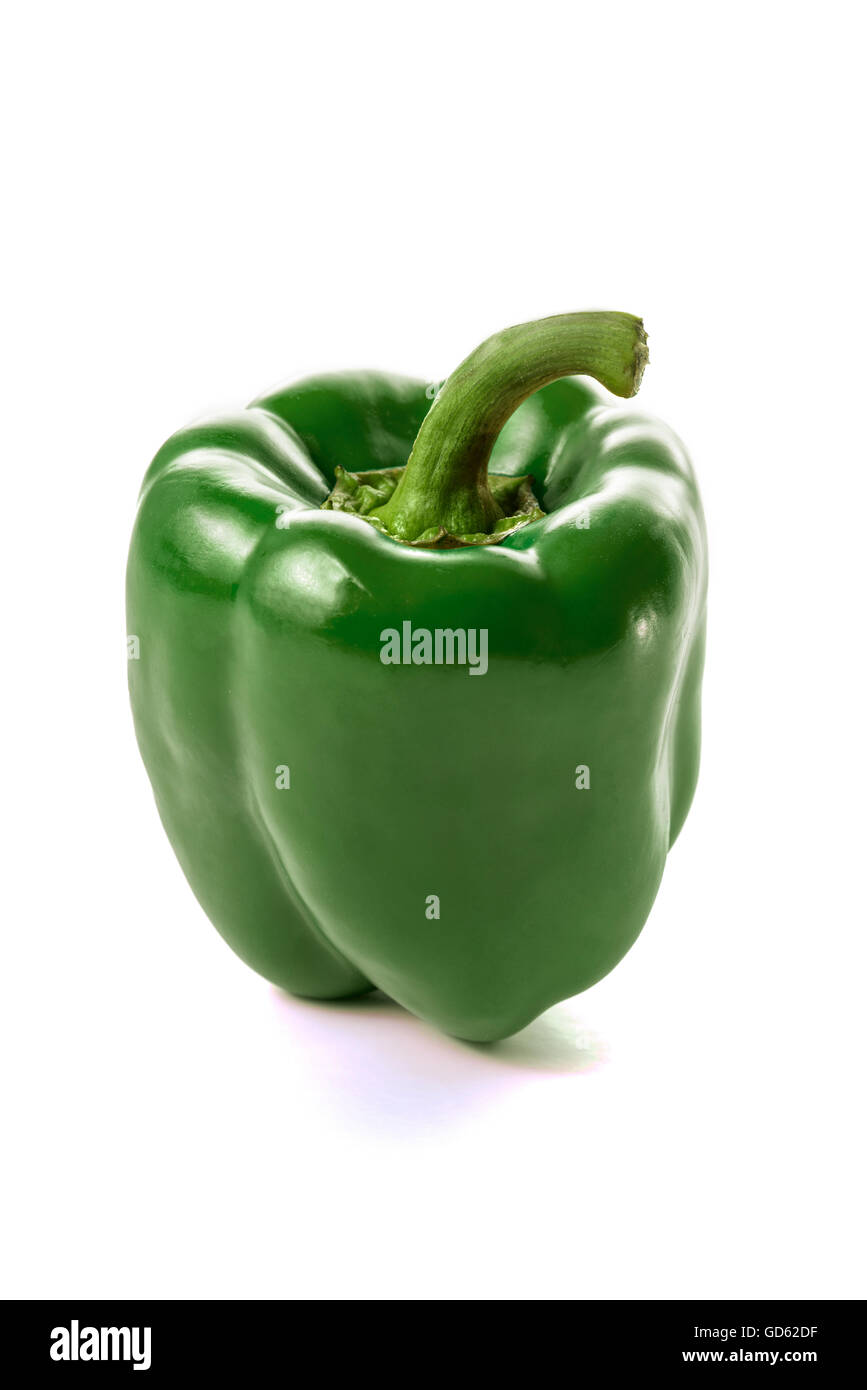 Fresh Green Paprika Fruit Isolated on White Background Stock Photo Alamy
