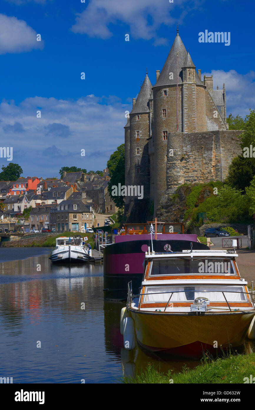 Josselin, Brittany, Josselin Castle, Morbihan, Canal between Nantes and Brest, Pontivy district, France Stock Photo