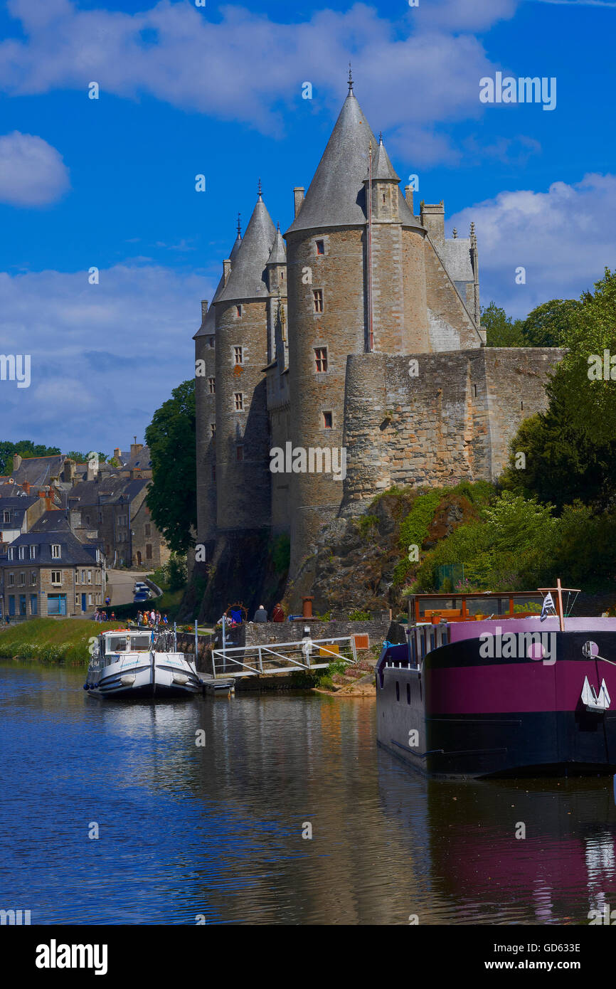 Josselin, Brittany, Josselin Castle, Morbihan, Canal between Nantes and Brest, Pontivy district, France Stock Photo