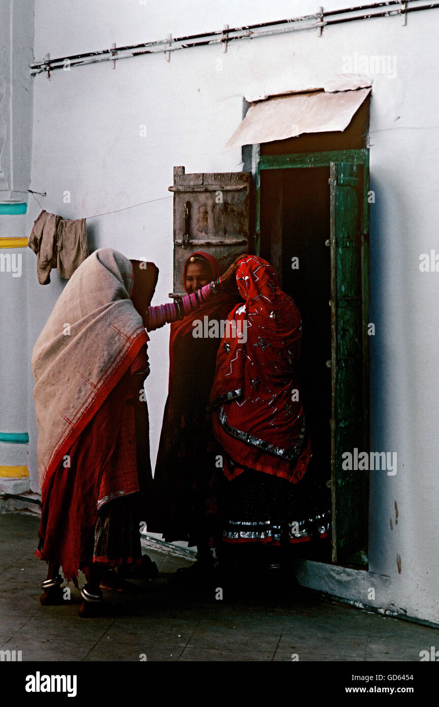 Women inside Dharamshala Stock Photo