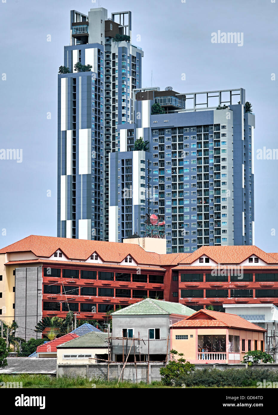 High rise apartment building. Thai architecture. Thailand S. E. Asia