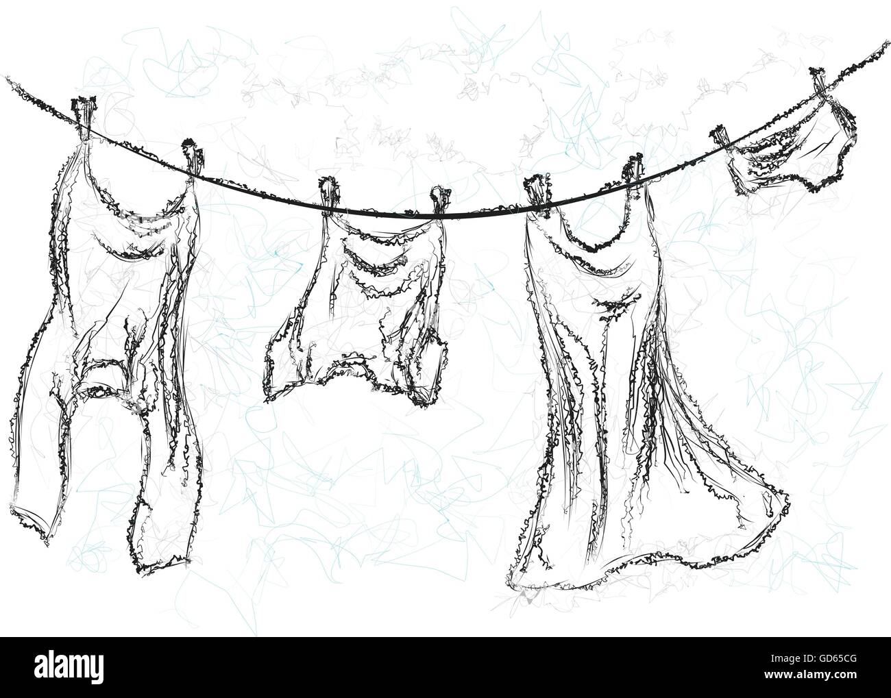 washing line. Clothes hanging on a rope Stock Vector Image & Art - Alamy