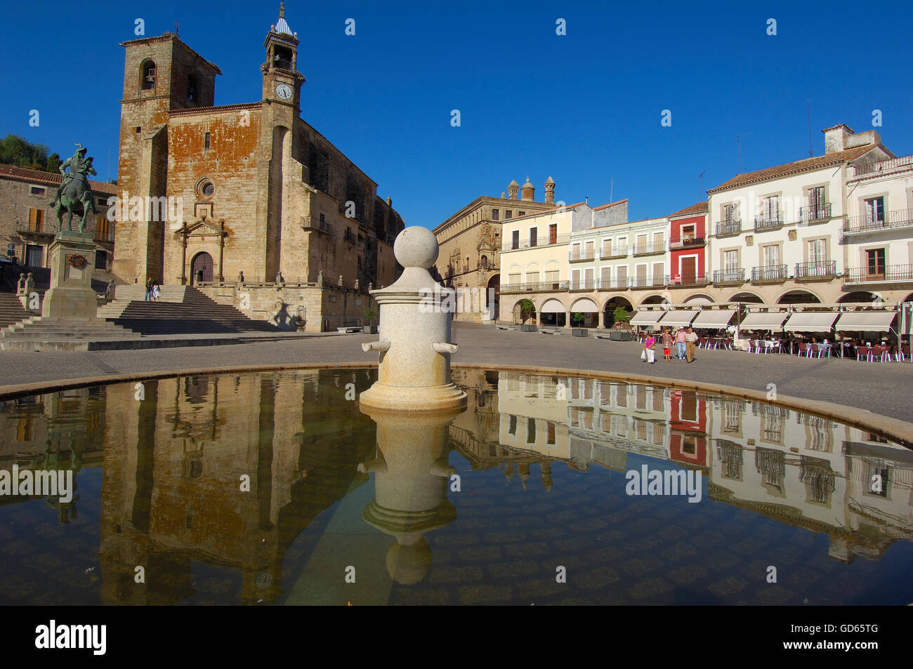 Trujillo, Main Square, Plaza Mayor, San Martin church, Monument to Francisco Pizarro, Caceres province, Extremadura, Spain, Europe Stock Photo