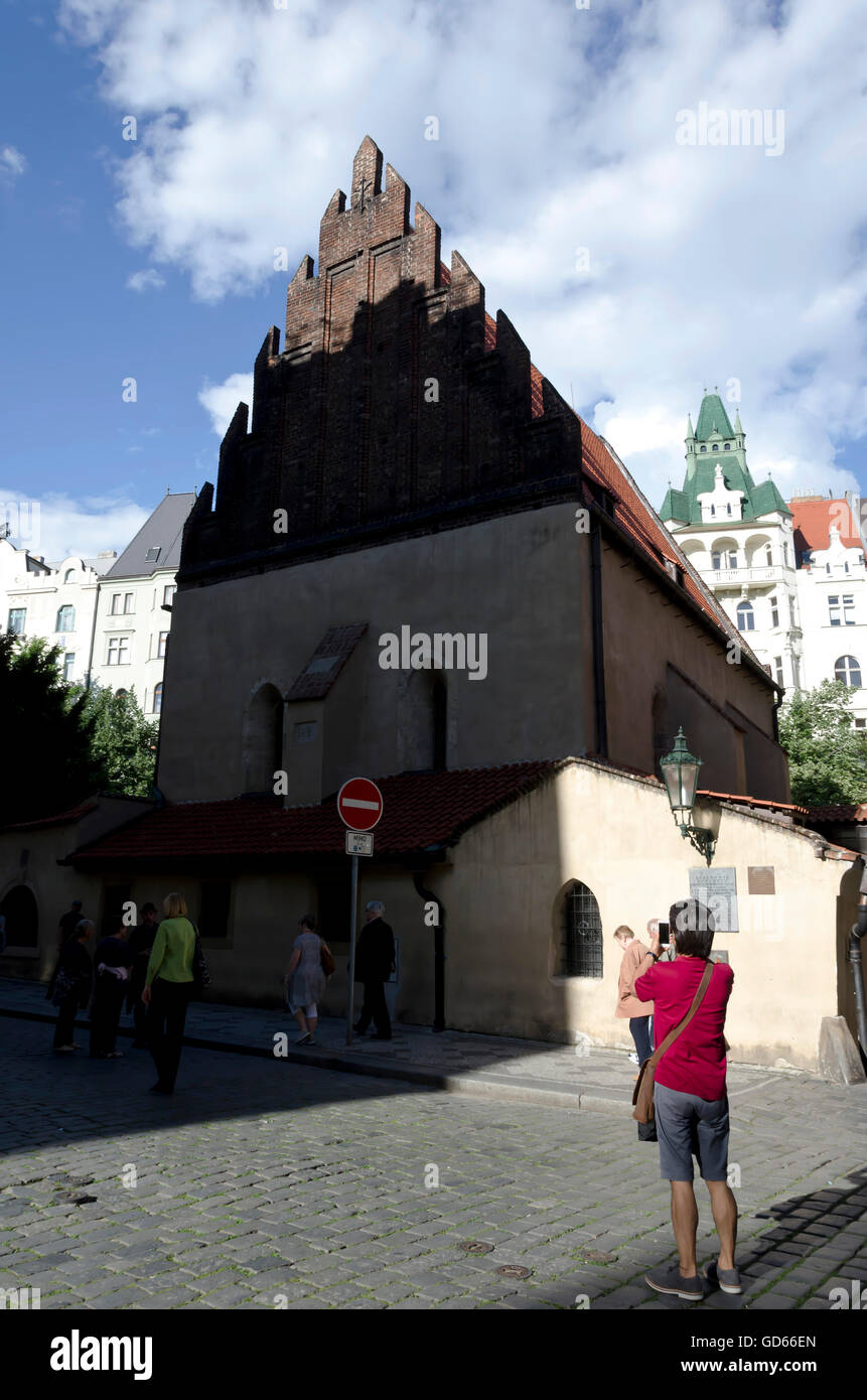 Old-New Synagogue in the Jewish Quarter (Josefov) in the centre of Prague (Praha) in the Czech Republic. Stock Photo