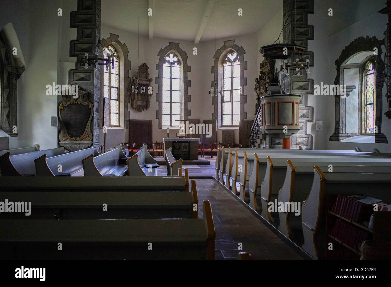 Schlosskirche Sankt Johannisberg, Schloss Dhaun, bei Simmertal, Rheinland-Pfalz, Deutschland Stock Photo