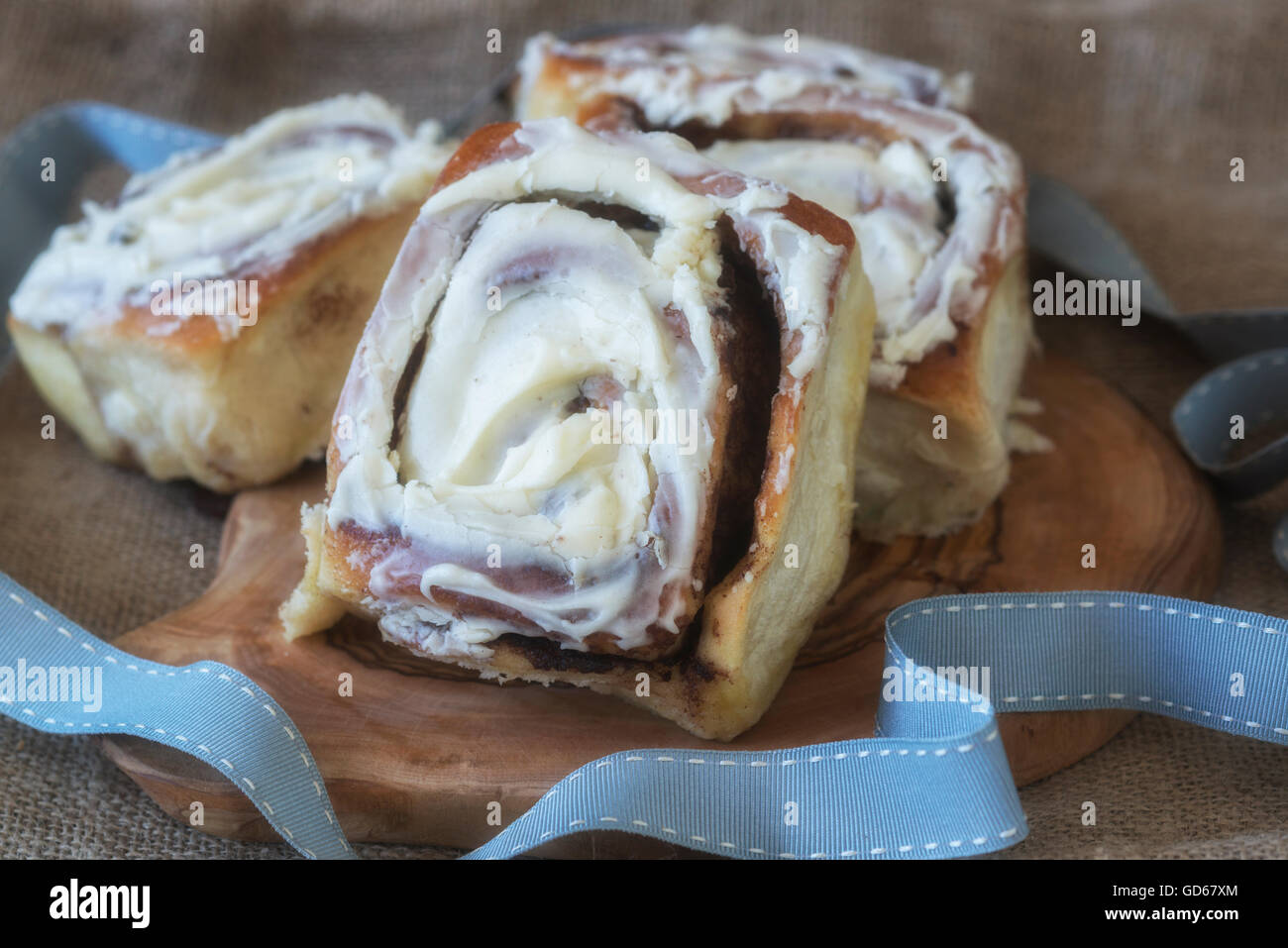 Cinnamon iced buns Stock Photo