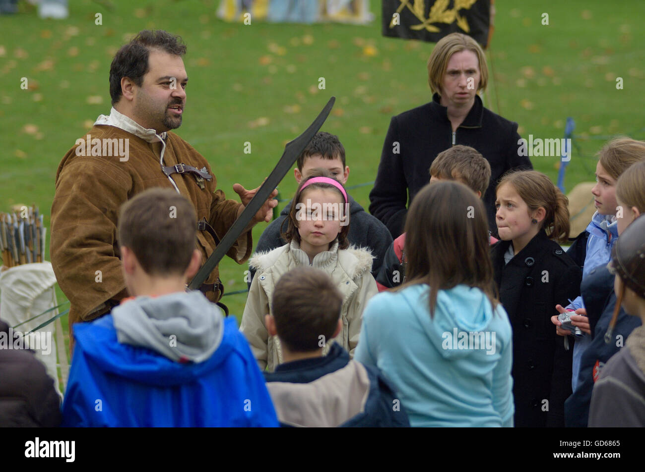 Primary school children at a history workshop England. UK Stock Photo