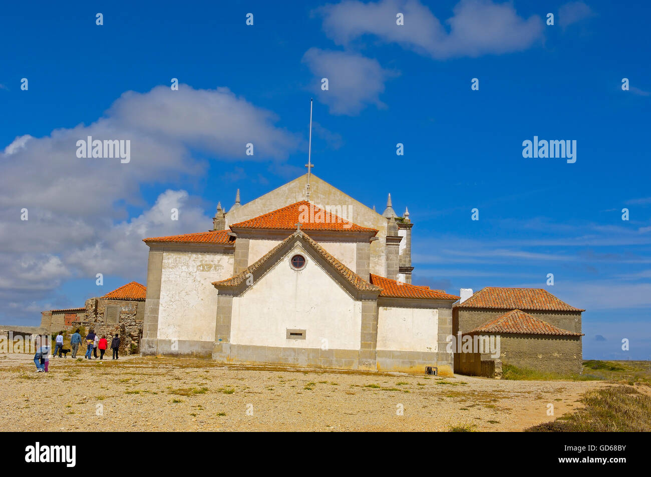 Espichel Cape, Cabo Espichel, Nossa Senhora do cabo church, Sesimbra, Setubal district, Portugal, Stock Photo