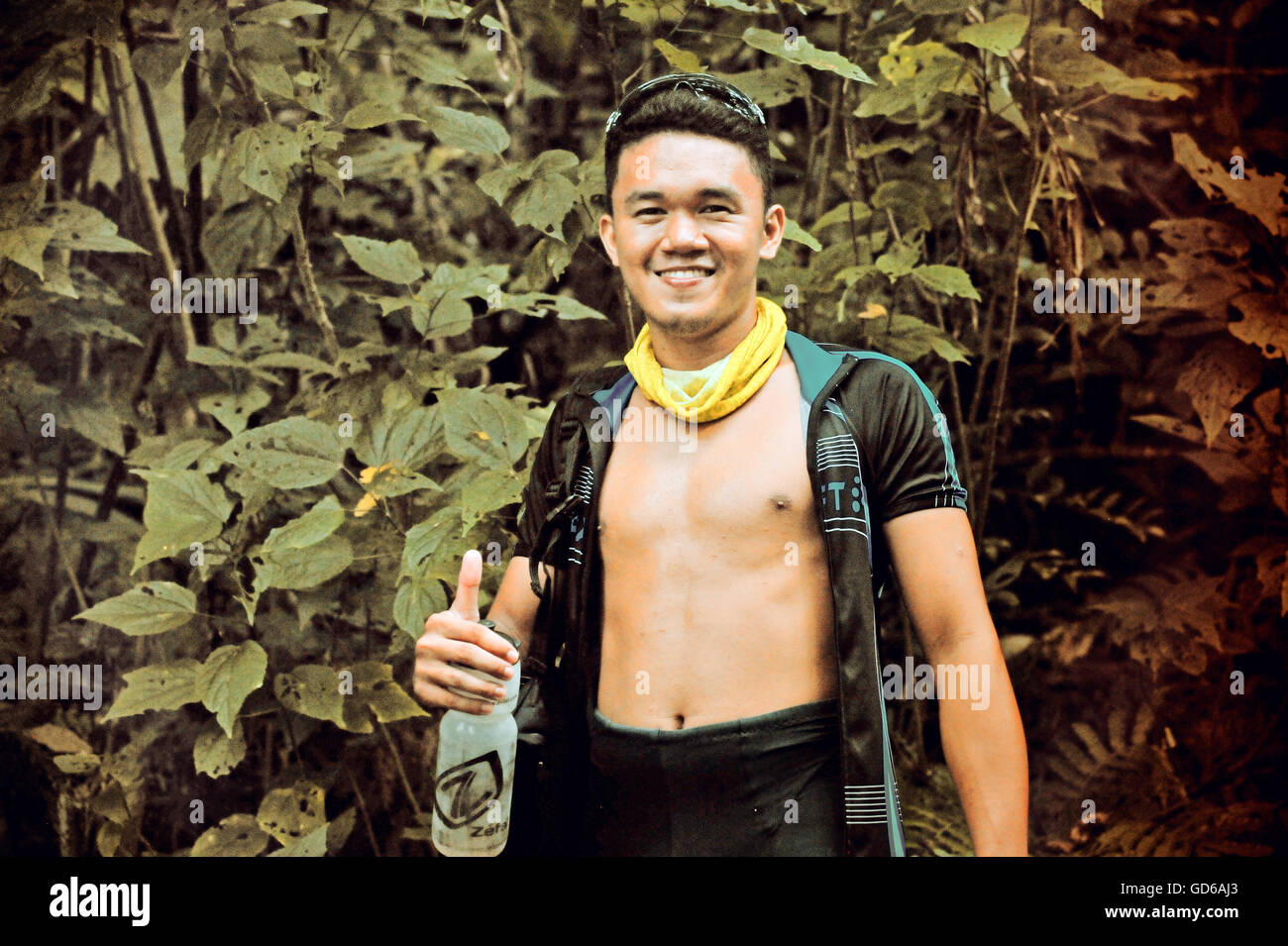 Hiker, Twin Lakes National Park, Negros, Philippines. Editorial use only. Stock Photo