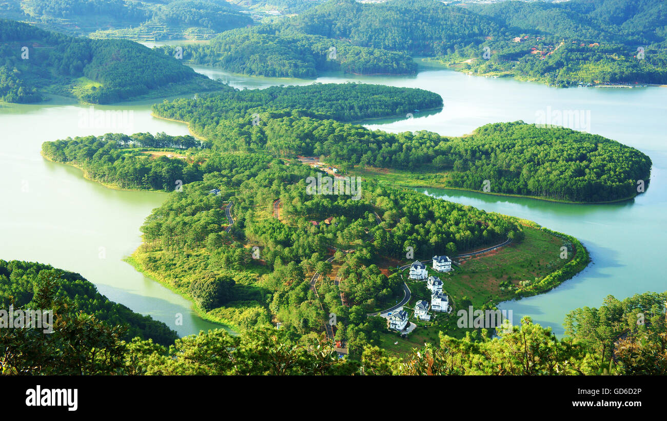 Dong Nai, Vietnam - June 4th, 2017: Panorama Of Ecotourism Area With A  Bridge Over The Peninsula In Large Lake With Many Small Islands Stock  Photo, Picture and Royalty Free Image. Image 80455504.