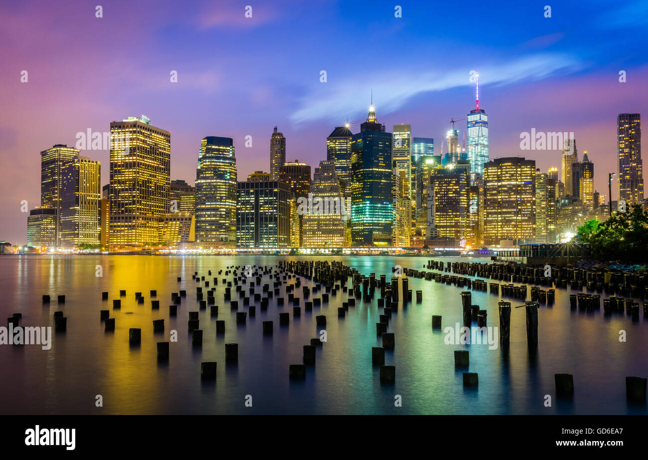 Brooklyn Bridge Park is an 85-acre park on the Brooklyn side of the East River in New York City. Stock Photo