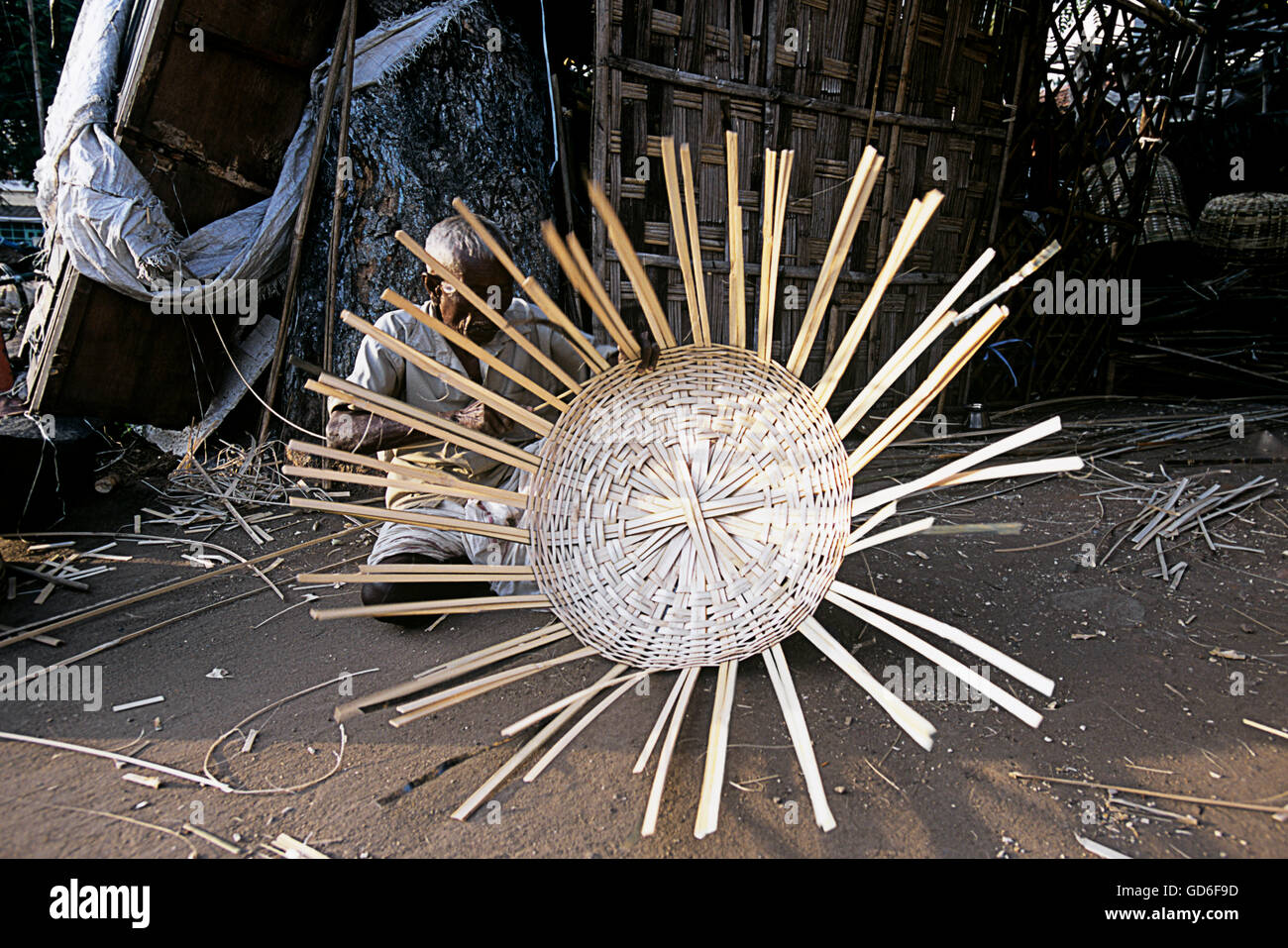 Weaving bamboo strips Stock Photo Alamy