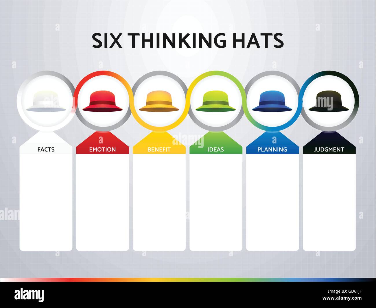 Download Vector Illustration of Six Colors Hats, A Modern System of ...