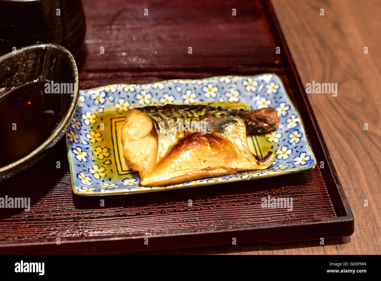 Japanese-Style Grilled Teriyaki Saba Stock Photo