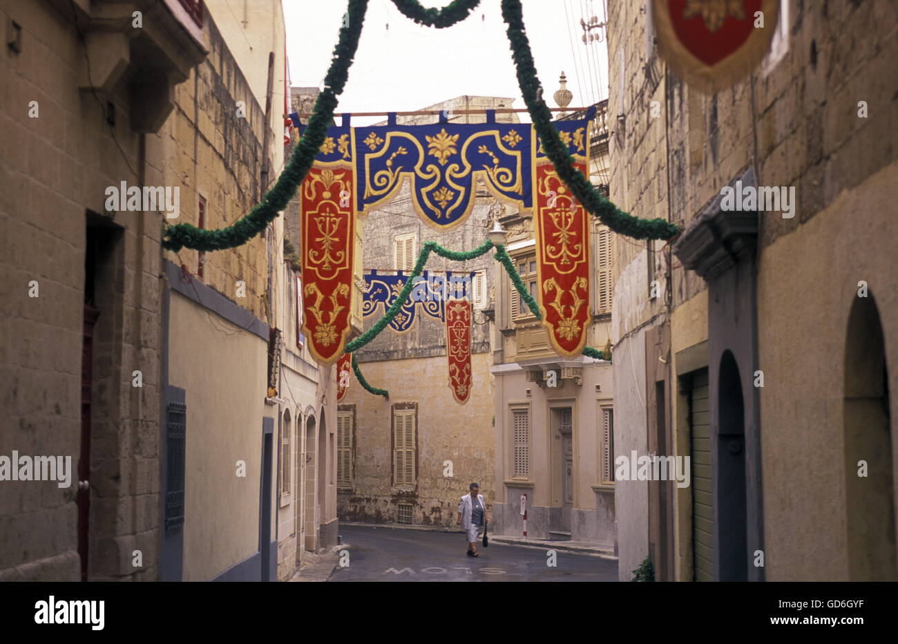 The traditional prozession of St Philip at the Church St Philip in the Village of Zebbug on Malta in Europe. Stock Photo