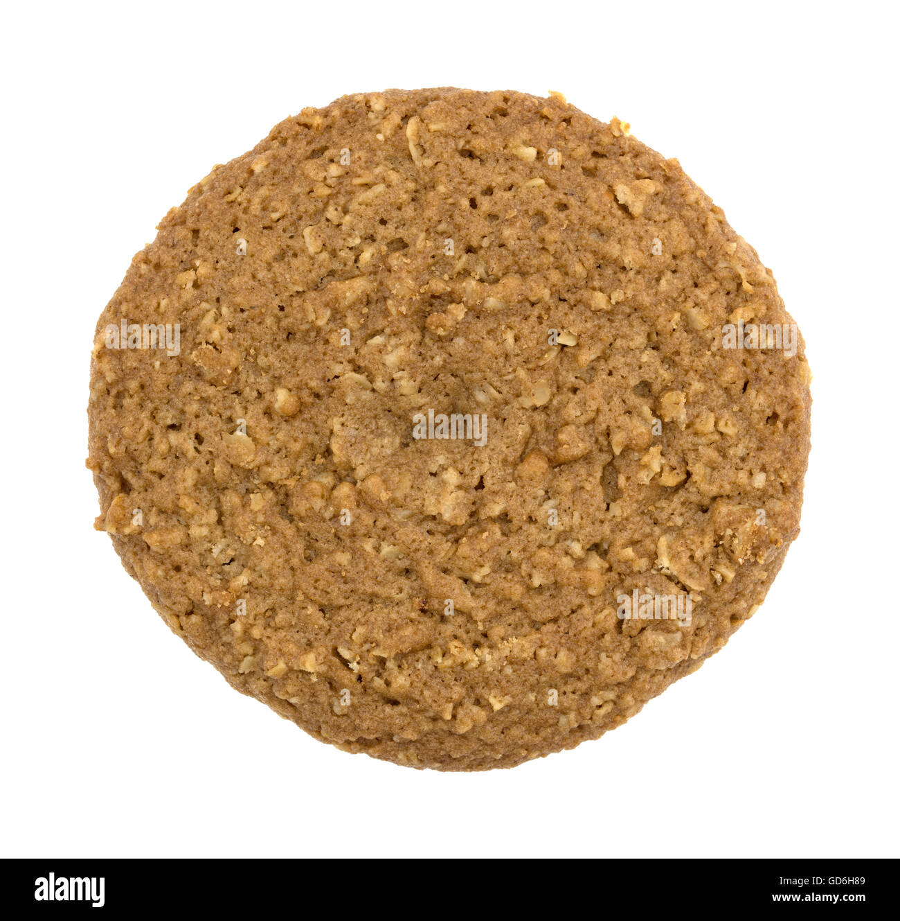 A single oatmeal sugar free cookie isolated on a white background. Stock Photo