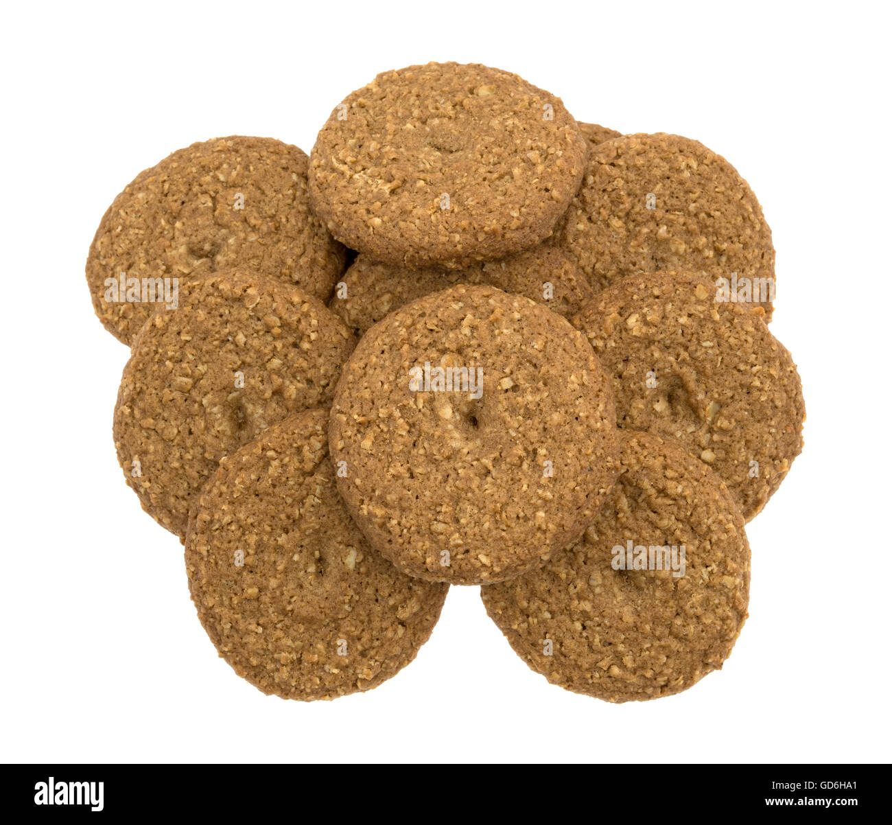 Large group of oatmeal sugar free cookies isolated on a white background. Stock Photo