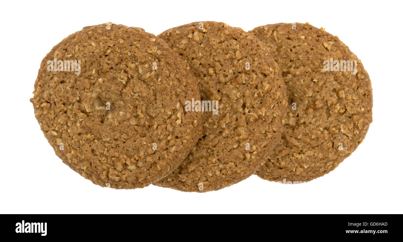 A row of oatmeal sugar free cookies isolated on a white background. Stock Photo