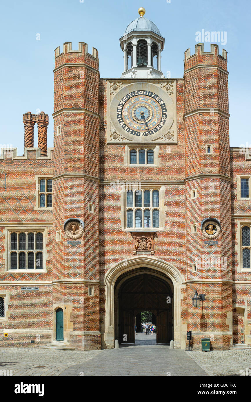 Clock Court at the royal palace of Hampton Court London England Stock Clock Court at the royal palace of Hampton Court London England Stock