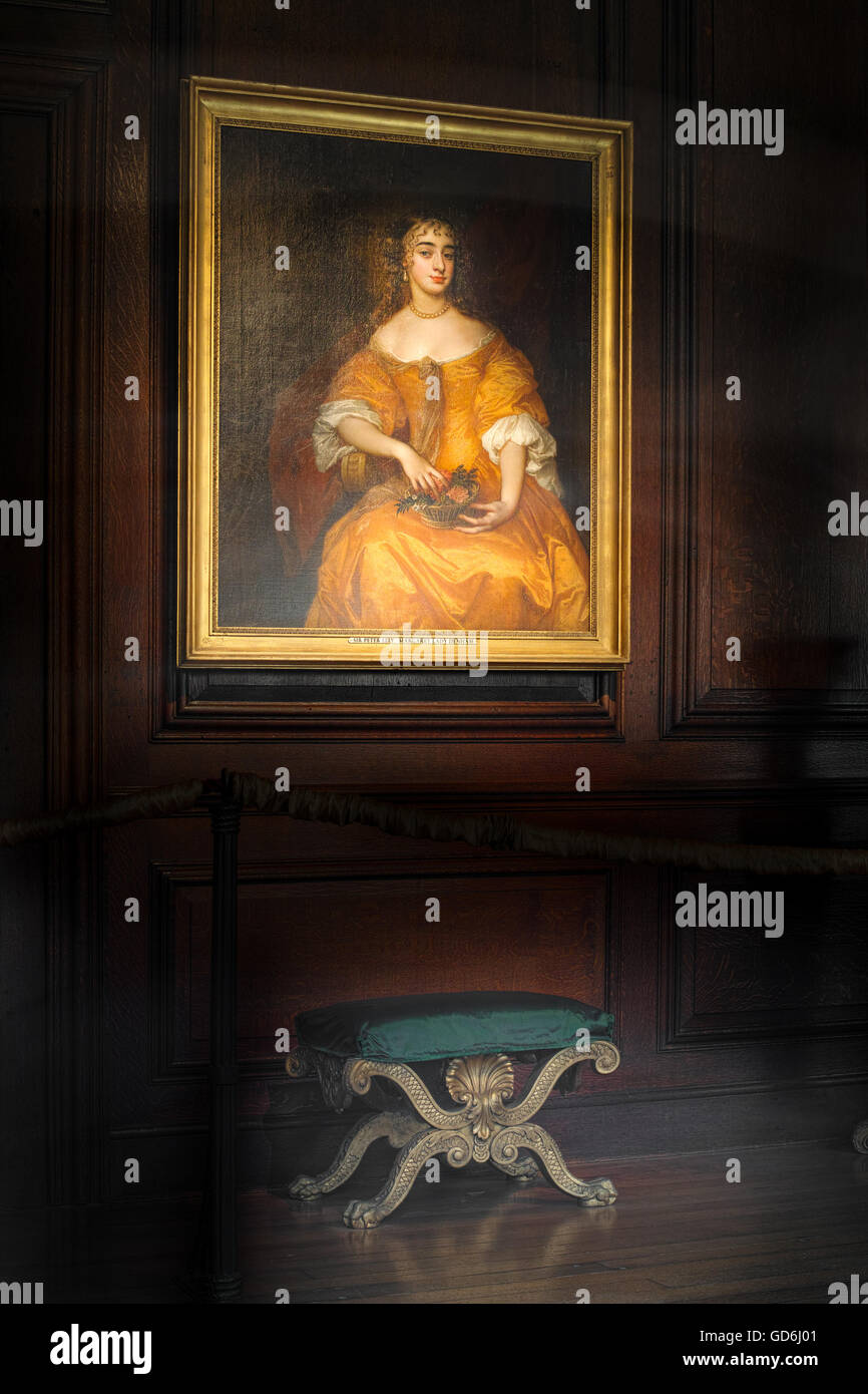 Portrait of a 'Windsor beauty', a female courtier at the court of Charles II, painted by Peter Leley. Stock Photo