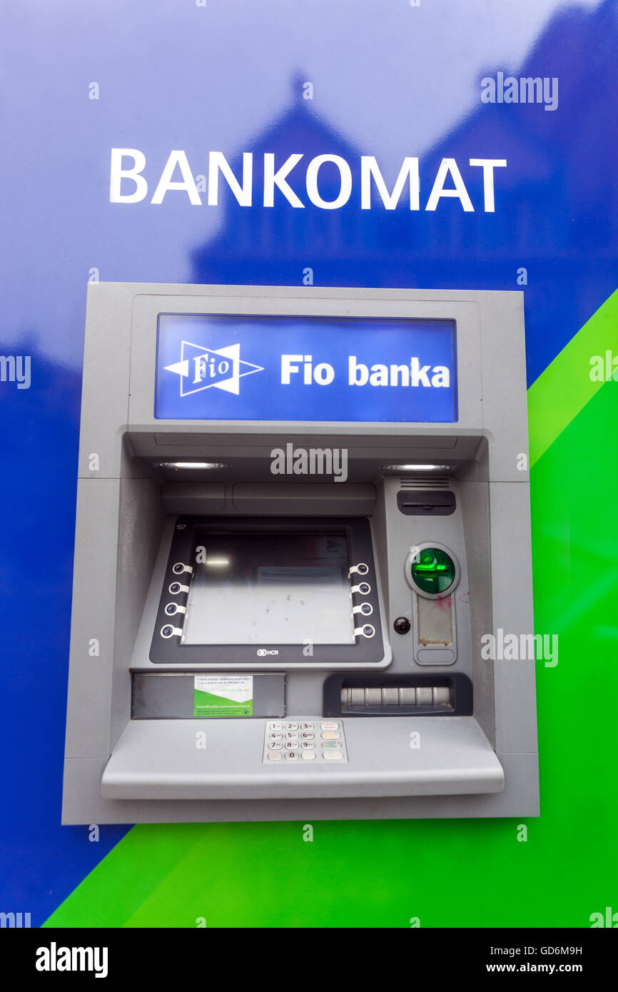 ATM machine - Fio Banka, Czech banks Stock Photo