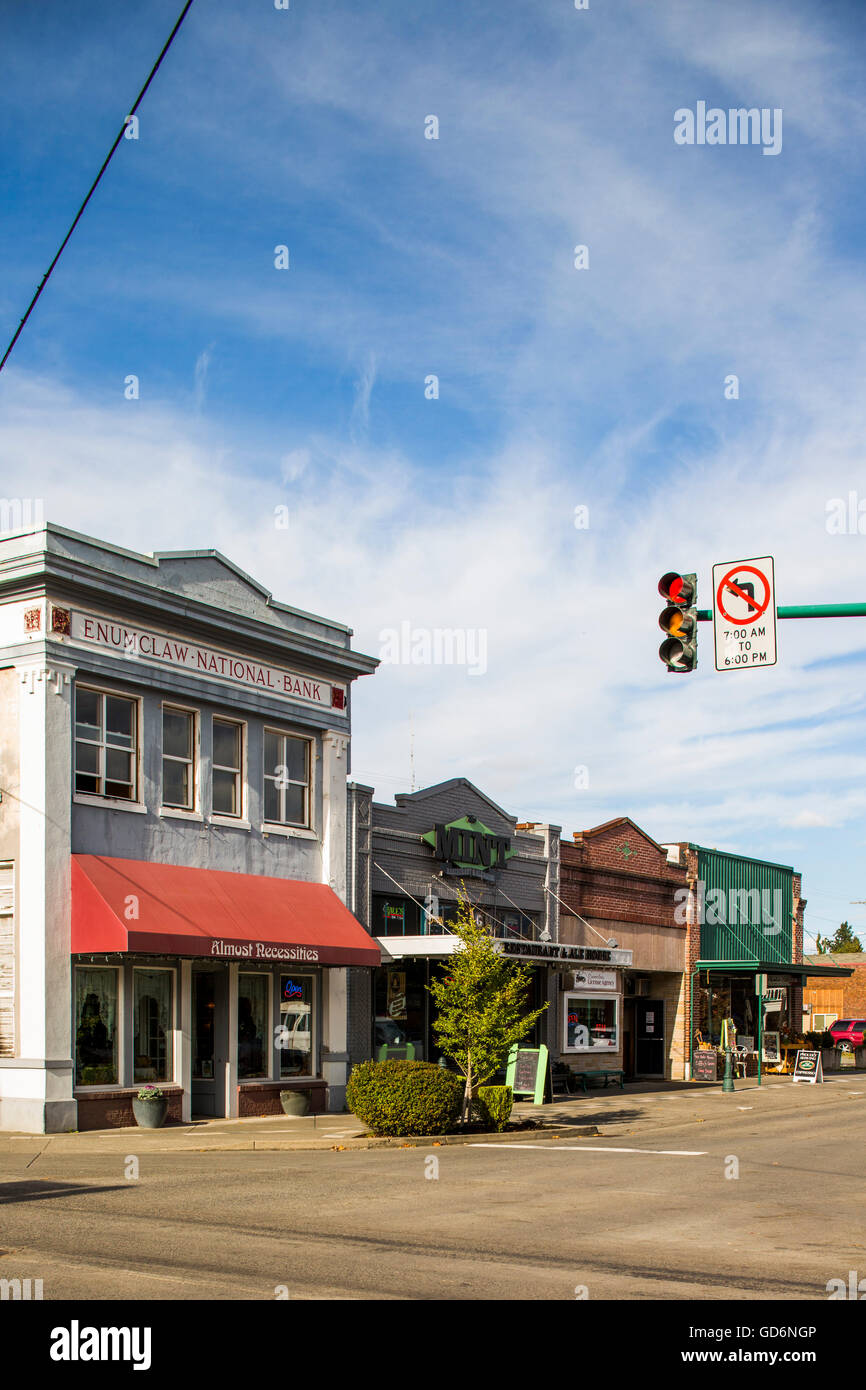 Main Street in the small town of Enumclaw, Washington, USA. Stock Photo