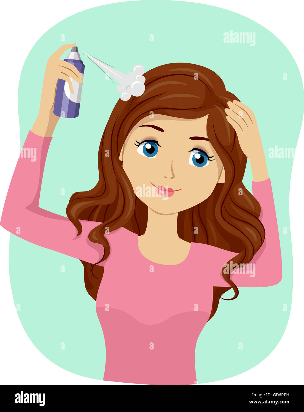 Illustration of a Teenage Girl Spraying Dry Shampoo Stock Photo Alamy