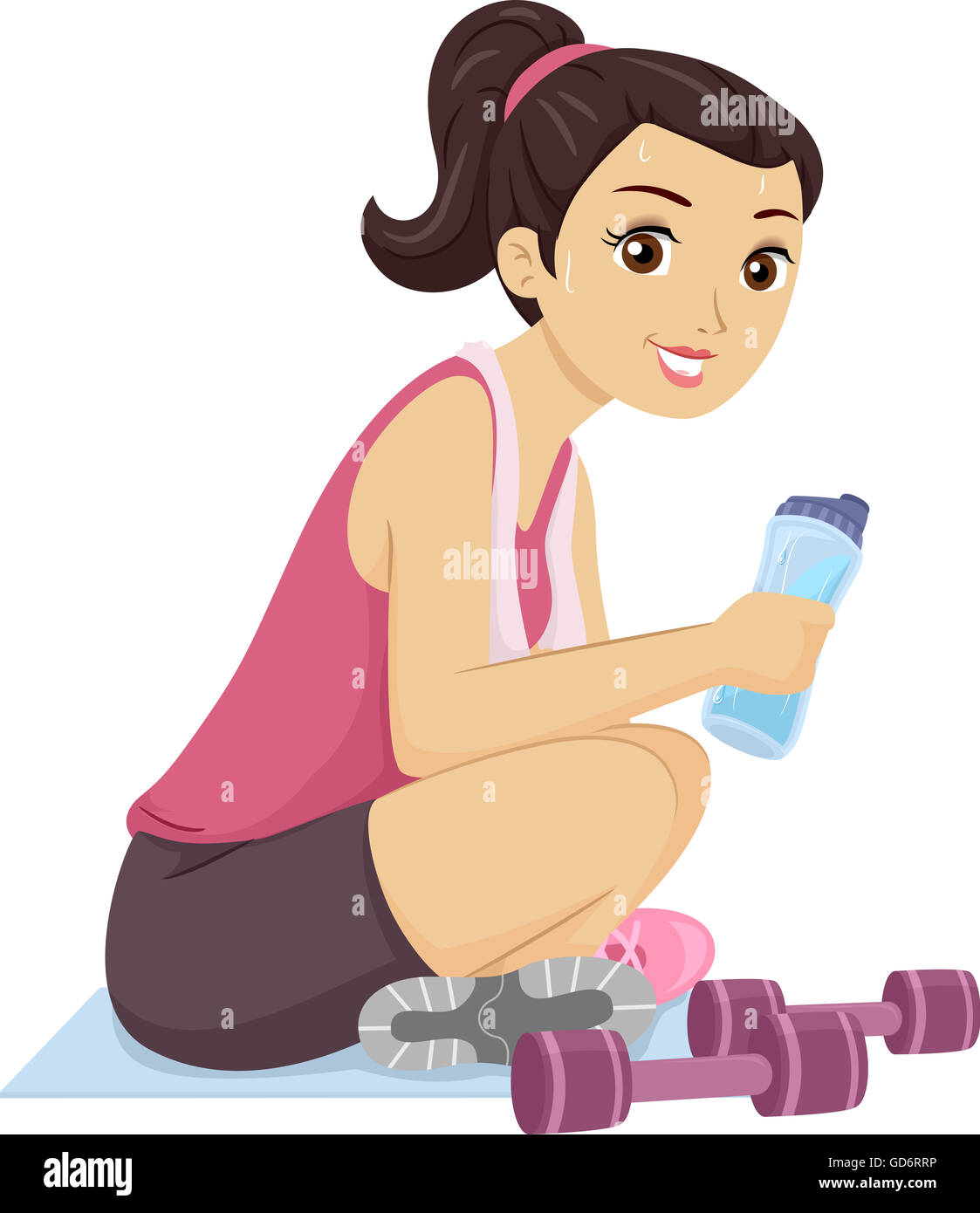 Illustration of a Teenage Girl Sweating After a Workout Stock Photo Alamy