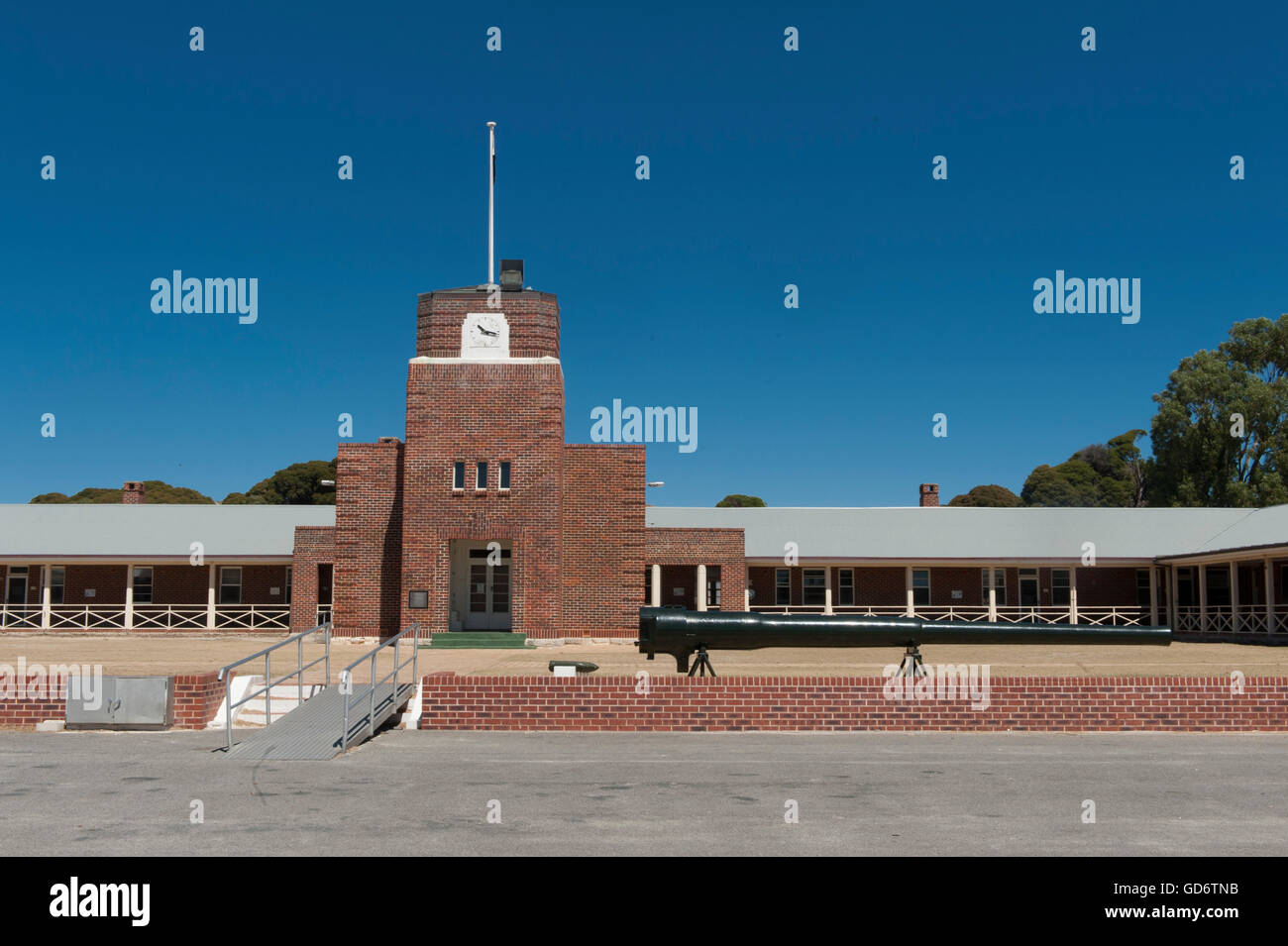 Central building of the Kingstown Barracks at Thomson Bay, Rottnest Island, Western Australia Stock Photo