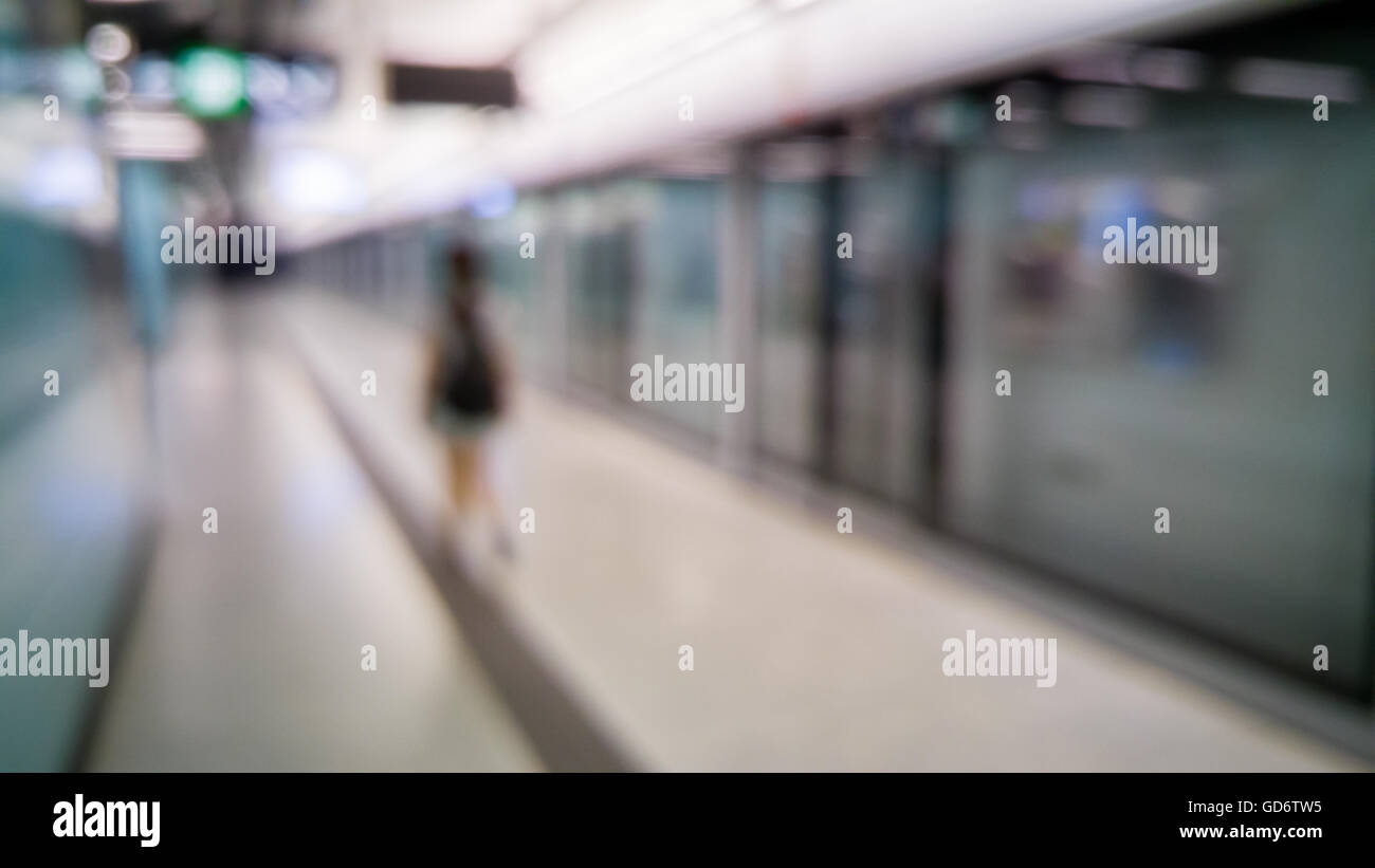 Blurred defocused abstract background of people in subway Stock Photo