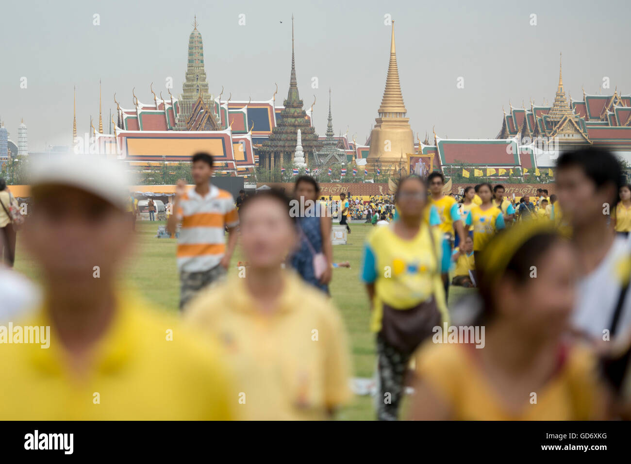 people at the Birthday of King Bhumibol at the Sanam Luang Park in the city of Bangkok in Thailand in Southeastasia. Stock Photo