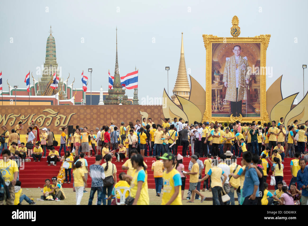 people at the Birthday of King Bhumibol at the Sanam Luang Park in the city of Bangkok in Thailand in Southeastasia. Stock Photo