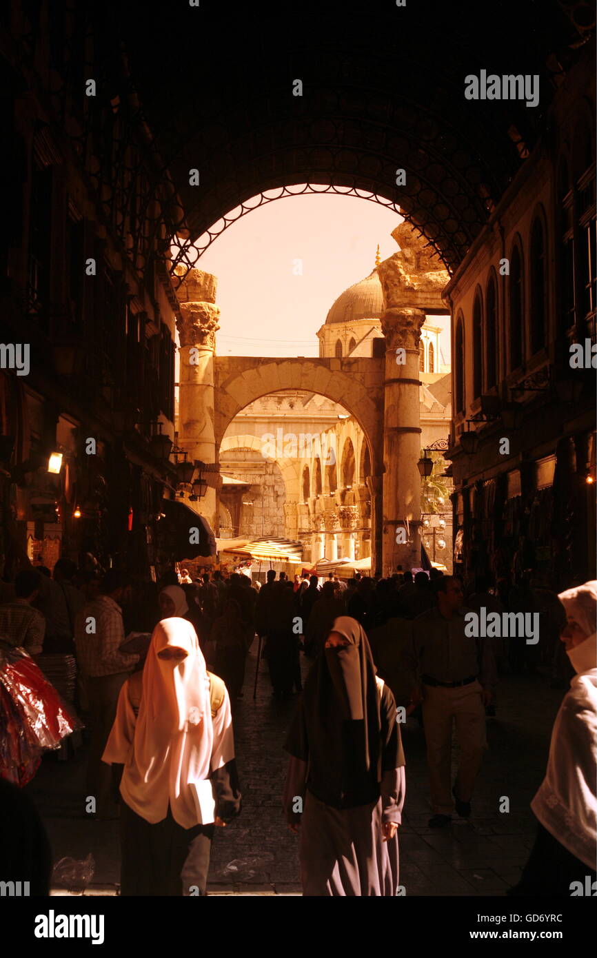 Historical Ruins near the Umayyad Mosque in the city of Damaskus in