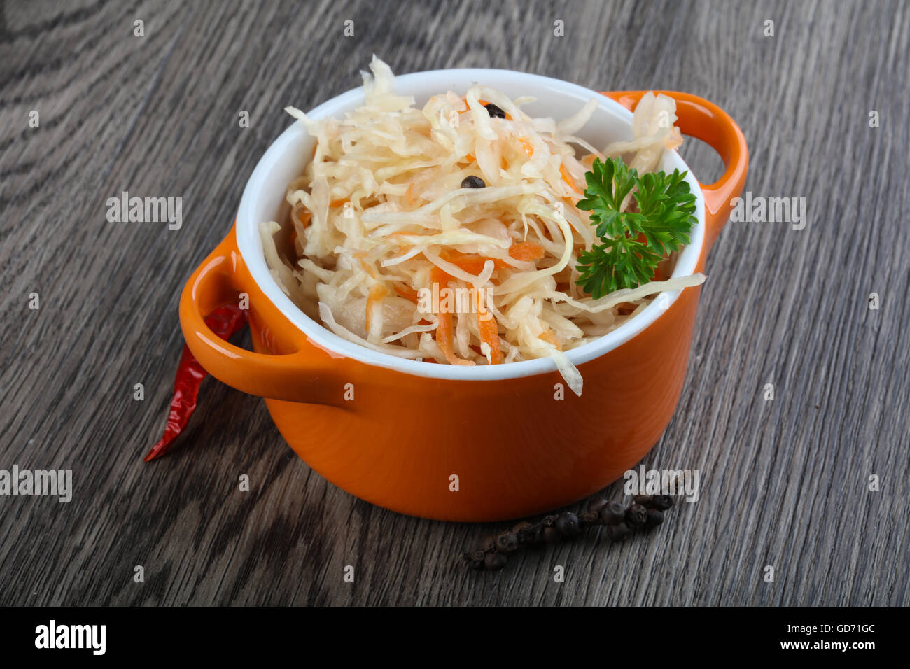 Fermented cabbage sauerkraut with carrot and pepper Stock Photo Alamy