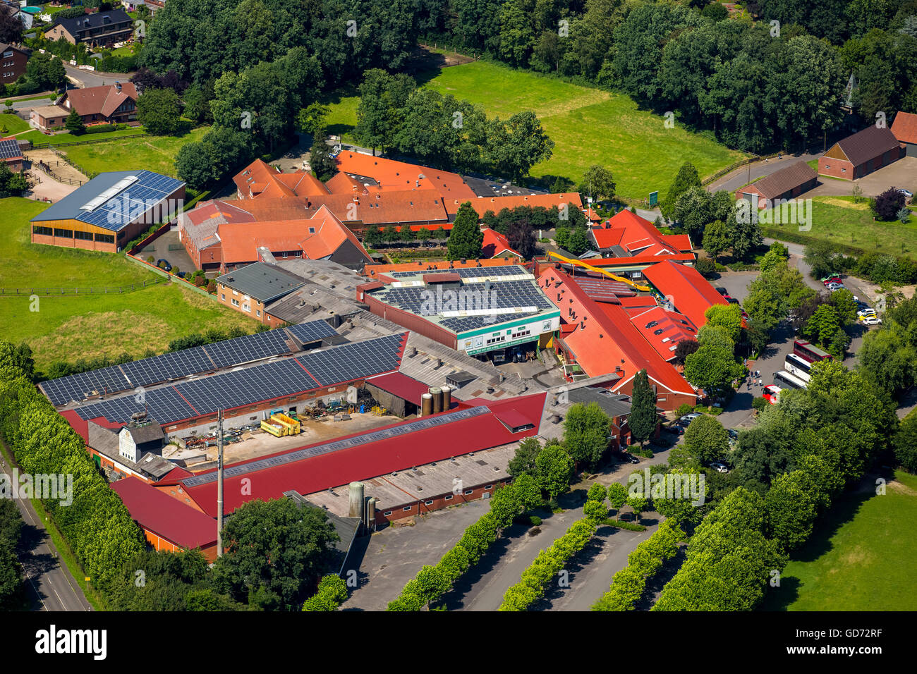 Aerial view, Prickings-yard, contemplation Park farmer Ewald, Sythen, Haltern, Ruhr region, North Rhine Westphalia, Germany, Stock Photo