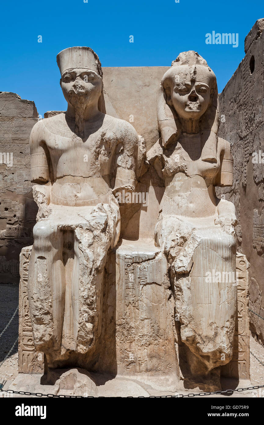 Statues of King and Queen, Temple Complex Karnak Temple, Karnak, Luxor