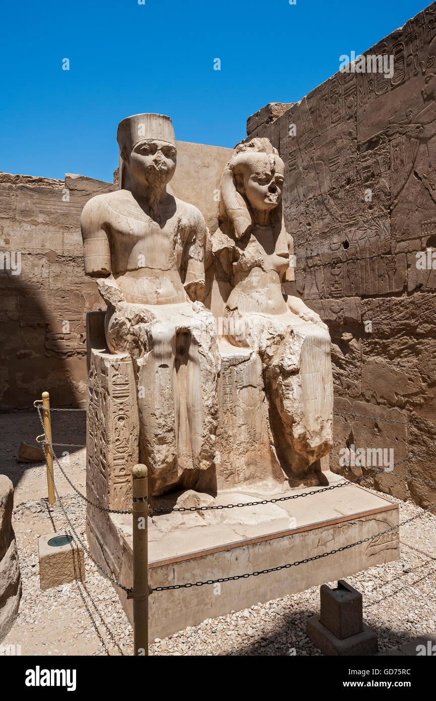 Statues of King and Queen, Temple Complex Karnak Temple, Karnak, Luxor