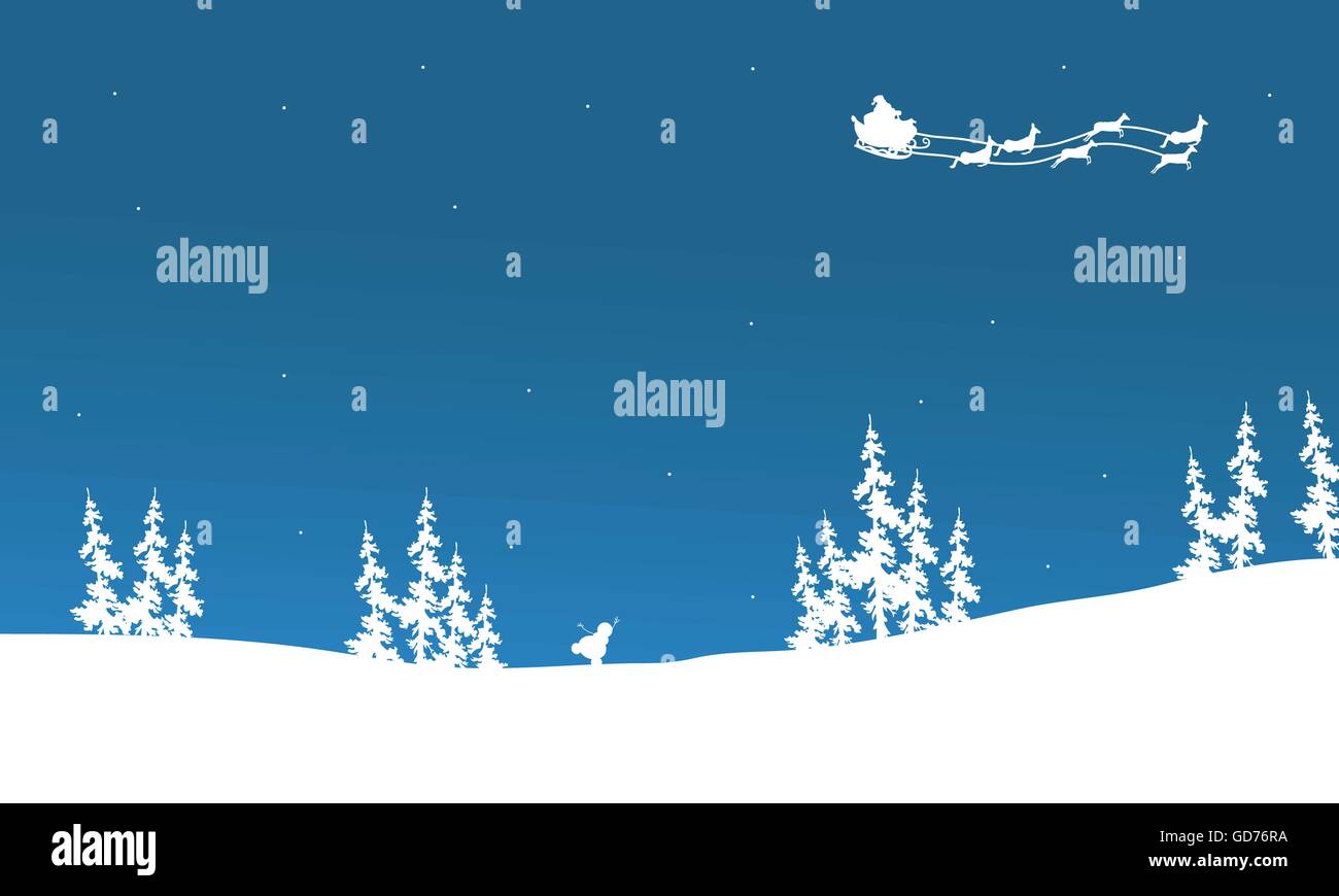 Silhouette of santa sleigh flying Stock Vector Image & Art - Alamy