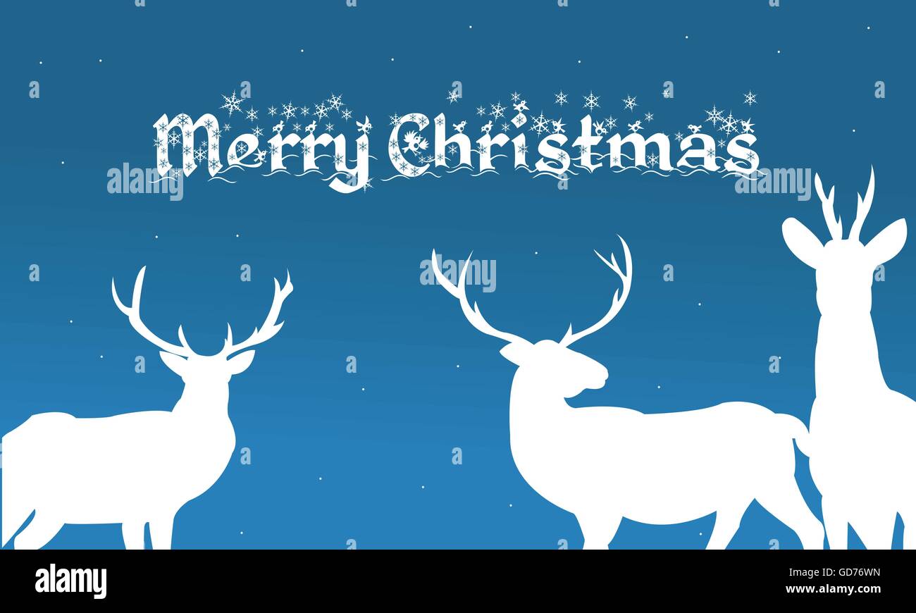 Merry christmas backgrounds deer of silhouette Stock Vector Image & Art ...