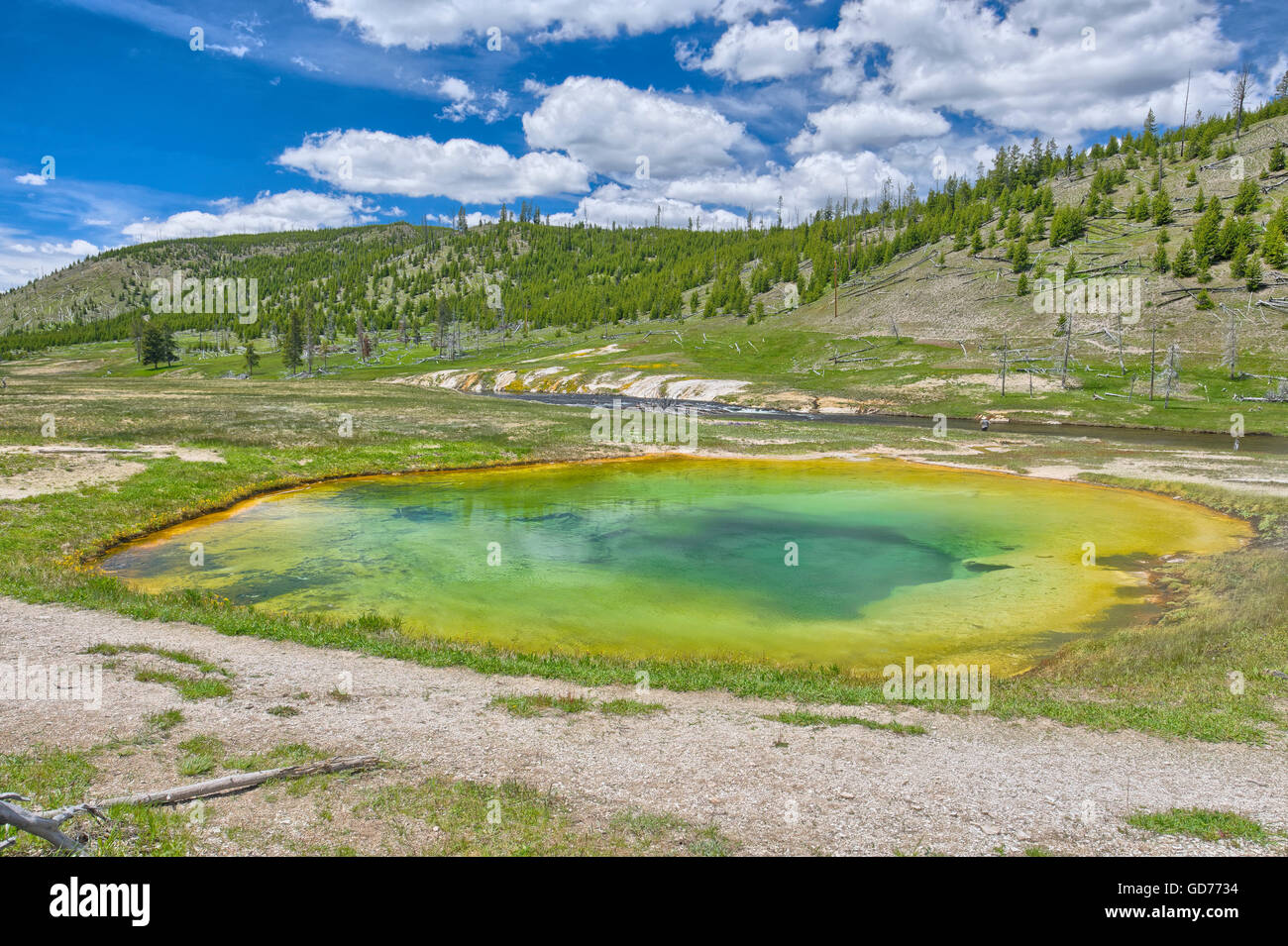 Opal Pool, a dead hot spring in Yellowstone National Park, United States Stock Photo