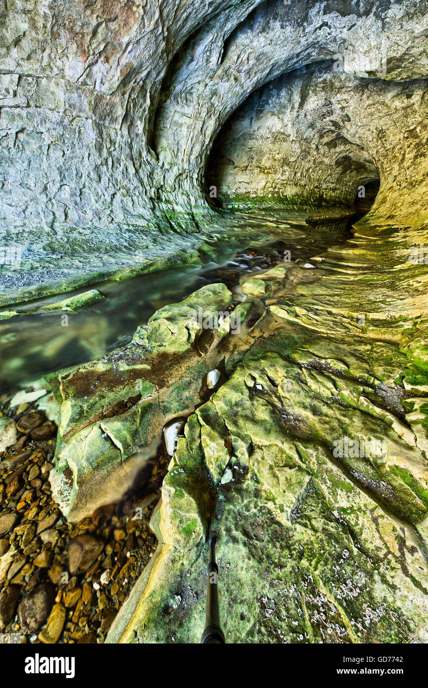 Deep inside Cave Stream Scenic Reserve, Arthur Pass, New Zealand Stock