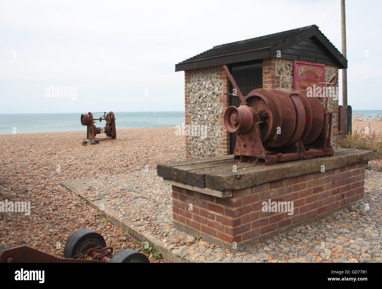 Brighton fishing museum on the beach Stock Photo