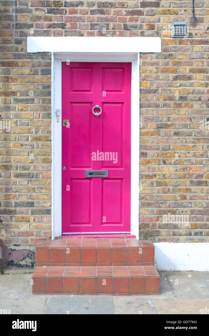 Purple Door in Notting Hill District, London. Stock Photo