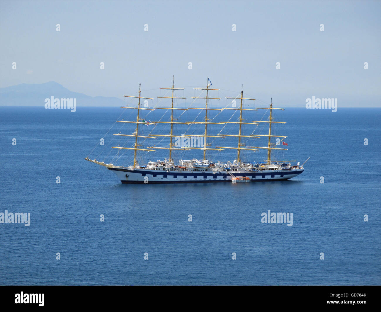 Royal Clipper Cruise Ship anchored off Sorrento, Amalfi Coast, Italy Stock Photo