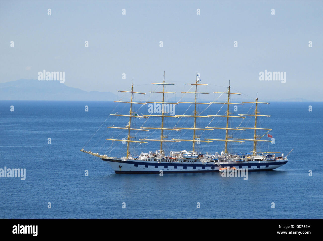 Royal Clipper Cruise Ship anchored off Sorrento, Amalfi Coast, Italy Stock Photo
