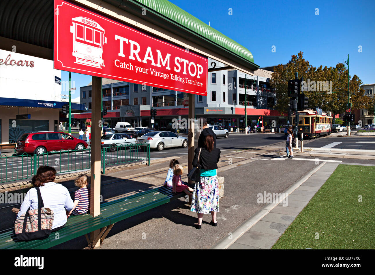 Bendigo talking tram tour in the City of Bendigo Victoria Australia. Stock Photo
