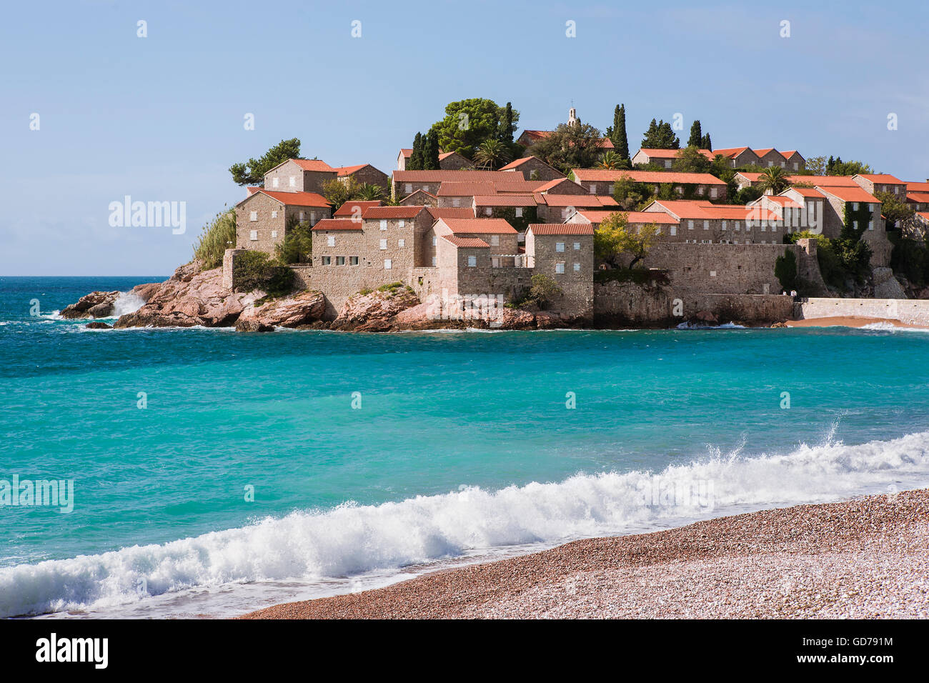 Aman Sveti Stefan Resort, near Budva, Montenegro Stock Photo