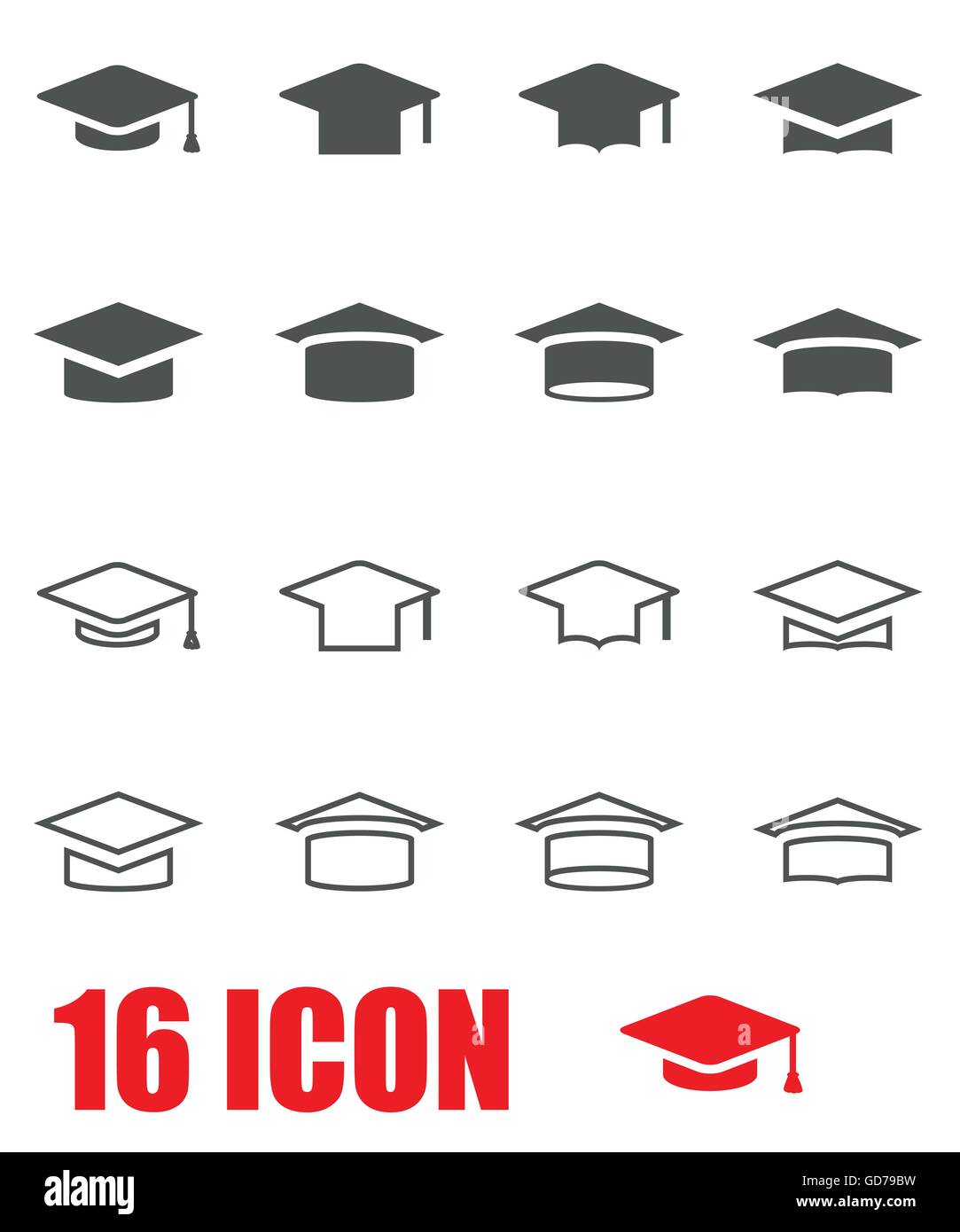 Vector grey academic cap icon set Stock Vector Image & Art - Alamy